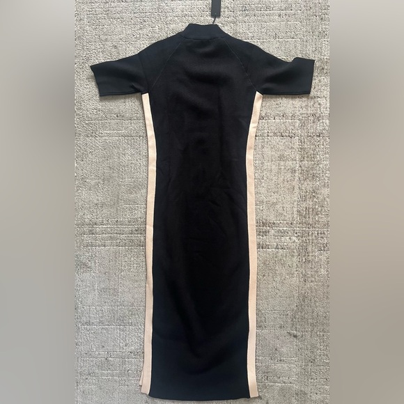 MONROW Midi Knit Dress in Black with Tan Stripe Size XS - Picture 6 of 12